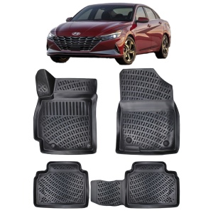 Hyundai Elantra VII 2020- Set 4 covorase auto din cauciuc tip tavita premium line 3D - Transport Gratuit! accesorii pentru autoturismul tau - masina v49020