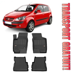 Hyundai Getz Din 2002 - 2008, Hatchback , Set Covorase Auto Tip Tavita Premium 3D, din cauciuc