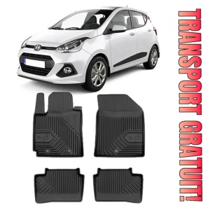 Hyundai I10 II Din 11.2013 - 12.2019, Hatchback , Set Covorase Auto Tip Tavita Premium 3D, din cauciuc