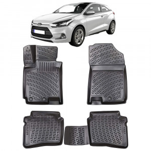 Hyundai I20 II 2014-2020 Set 4 covorase auto din cauciuc tip tavita premium line 3D accesorii pentru autoturismul tau - masina v242320