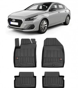 Hyundai I30 III, Coupe, Din 02.2017 - Prezent , Set Covorase Auto Tip Tavita Premium 3D, din cauciuc accesorii pentru autoturismul tau - masina v170618