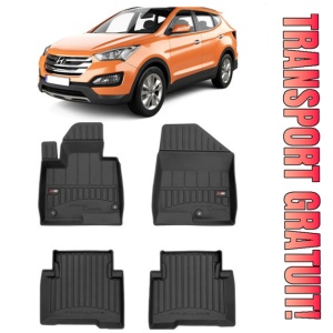 Hyundai Santa Fe III Din 09.2012 - 07.2018, Suv Set Covorase Auto Tip Tavita Premium 3D, din cauciuc