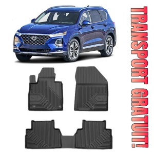 Hyundai Santa Fe IV Din 08.2018 - 2020, Suv , Set Covorase Auto Tip Tavita Premium 3D, din cauciuc
