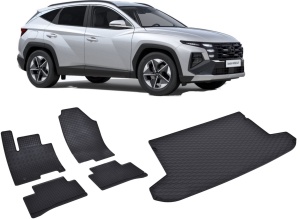 Hyundai Tucson Hybrid din 12.2020 - Prezent Suv Hybrid *1, Set Covorase + tavita portbagaj auto - Img 2