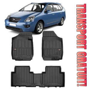 Kia Carens II Din 11.2006 - 12.2012, Van , Set Covorase Auto Tip Tavita Premium 3D, din cauciuc