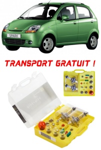 Kit trusa Set becuri H4 compatibila cu Chevrolet Spark din 2005 - 2010 , bec far, semnalizare , pozitie, iluminare numar, frana, plafoniera, stop frana