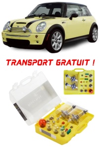 Kit trusa Set becuri H4 compatibila cu Mini Cooper R50 din 2001 - 2006 , bec far, semnalizare , pozitie, iluminare numar, frana, plafoniera, stop frana