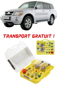 Kit trusa Set becuri H4 compatibila cu Mitsubishi Pajero III din 1999 - 2006 , bec far, semnalizare , pozitie, iluminare numar, frana, plafoniera, stop frana
