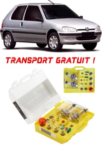Kit trusa Set becuri H4 compatibila cu Peugeot 106 II din 1996 - 2003 , bec far, semnalizare , pozitie, iluminare numar, frana, plafoniera, stop frana