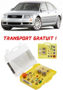 Kit trusa Set becuri H7 compatibila cu Audi A8 D3 din 2002 - 2010 , bec far, semnalizare , pozitie, iluminare numar, frana, plafoniera, stop frana