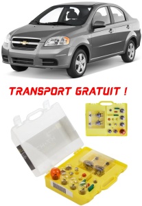 Kit trusa Set becuri H7 compatibila cu Chevrolet Aveo T250 din 2011 - 2015 , bec far, semnalizare , pozitie, iluminare numar, frana, plafoniera, stop frana