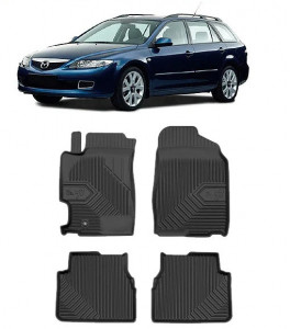 Mazda 6 I Din 02.2002 - 2008, Combi , Set Covorase Auto Tip Tavita Premium 3D, din cauciuc accesorii pentru autoturismul tau - masina v168498