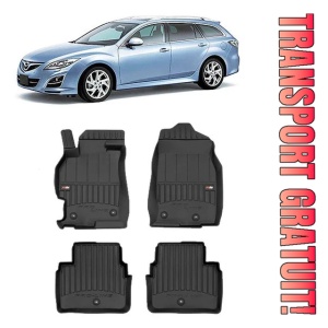 Mazda 6 II Din 2008 - 12.2012, Sedan , Set Covorase Auto Tip Tavita Premium 3D, din cauciuc
