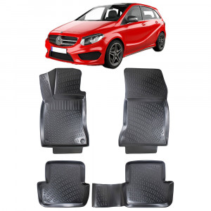 Mercedes B Class W246 II 2011-2018 Set 4 covorase auto din cauciuc tip tavita premium line 3D accesorii pentru autoturismul tau - masina v241654