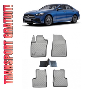 Mercedes C-Class W206 Din 06.2021 - Prezent, Sedan , Set 5 Covorase Auto Tip Tavita Premium 3D, din cauciuc