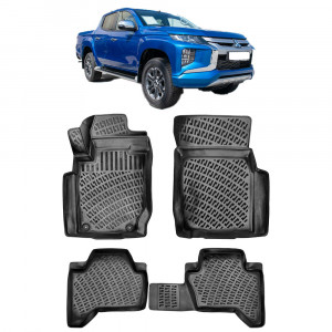 Mitsubishi L200 2019- Set 4 covorase auto din cauciuc tip tavita premium line 3D accesorii pentru autoturismul tau - masina v242841