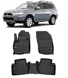 Mitsubishi Outlander II Din 03.2007 - 08.2012, Suv , Set Covorase Auto Tip Tavita Premium 3D, din cauciuc accesorii pentru autoturismul tau - masina v163033