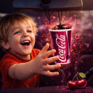 Odorizant Auto 3D Coca Cola Cherry, Tip Pahar, Oglinda Retrovizoare, Parfum Intens și Persistent, Design Realist, Vegan Friendly - Img 5