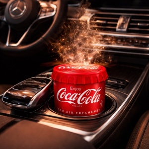 Odorizant Auto 3D Coca Cola Original, Tip conserva, Cupholder, Parfum Intens și Persistent, Design Realist, Vegan Friendly, ideal pentru masina birou casa, 4x Stickere auto - Img 3