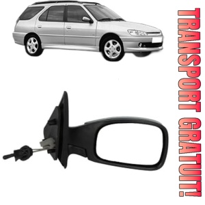 Oglinda Dreapta PEUGEOT 306 Break (7E, N3, N5) din 1997 - 2002, Auto, Reglaj mecanic, Completa