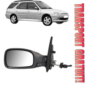 Oglinda Stanga PEUGEOT 306 Break (7E, N3, N5) din 1997 - 2002, Auto, Reglaj mecanic, Completa