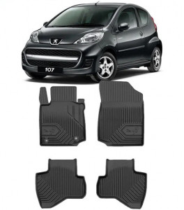 Peugeot 107 Din 2005 - 06.2014, Hatchback , Set Covorase Auto Tip Tavita Premium 3D, din cauciuc accesorii pentru autoturismul tau - masina v168199