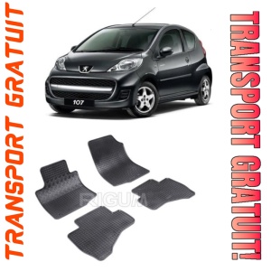 Peugeot 107, Hatchback, fabricat din 2005 - 06.2014, set covorase auto dedicate, din cauciuc 100% Premium