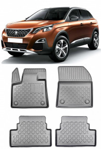 Peugeot 3008 II, Suv, Din 11.2016 - Prezent , Set Covorase Auto Tip Tavita Premium 3D, din cauciuc accesorii pentru autoturismul tau - masina v175256