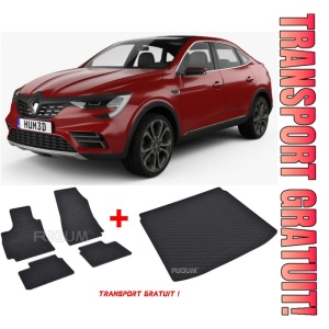 Renault Arkana fabricat din 03.2021 - Prezent, Suv, Set covorase auto dedicate + Tavita Portbagaj din cauciuc Premium Dedicata pentru Renault Arkana fabricat din 03.2021 - Prezent - Transport Gratuit