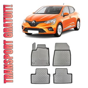 Renault Clio V Hybrid, Hatchback, Din 07.2020 - Prezent , Set Covorase Auto Tip Tavita Premium 3D, din cauciuc