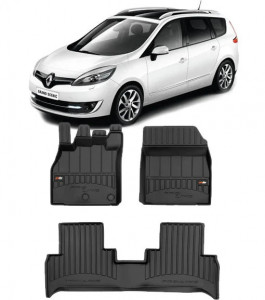 Renault Grand Scenic III, Van, Din 04.2009 - 11.2016 , Set Covorase Auto Tip Tavita Premium 3D, din cauciuc accesorii pentru autoturismul tau - masina v170296