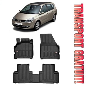 Renault Scenic II Din 06.2003 - 05.2009, Van , Set Covorase Auto Tip Tavita Premium 3D, din cauciuc