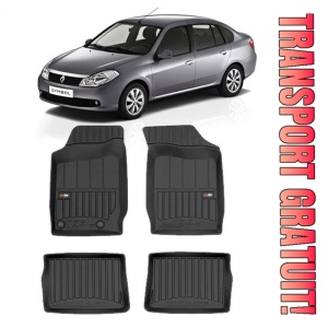 Renault Symbol I, Sedan, Din 2001 - 2008 , Set Covorase Auto Tip Tavita Premium 3D, din cauciuc