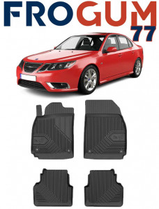 Saab 9-3 II Din 2002 - 05.2014, Sedan , Set Covorase Auto Tip Tavita Premium 3D, din cauciuc accesorii pentru autoturismul tau - masina v167628