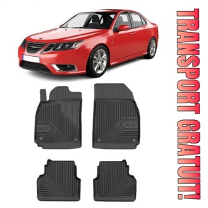 Saab 9-3 II Din 2002 - 05.2014, Sedan , Set Covorase Auto Tip Tavita Premium 3D, din cauciuc