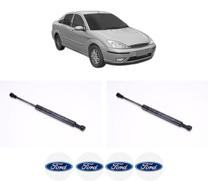 Set 2 amortizoare portbagaj haion FORD FOCUS I Saloon (DFW) din 1999-2005, 2 bucati, KROSNO, 4 stickere auto FORD v6547