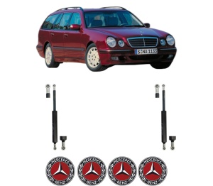 Set 2 amortizoare portbagaj haion MERCEDES-BENZ E-CLASS T-Model (S210) din 1996-2003, 2 bucati, KROSNO, 4 stickere auto MERCEDES-BENZ v4507