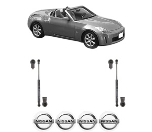 Set 2 amortizoare portbagaj haion NISSAN 350Z Roadster (Z33) din 2004-2009, 2 bucati, KROSNO, 4 stickere auto NISSAN v2167