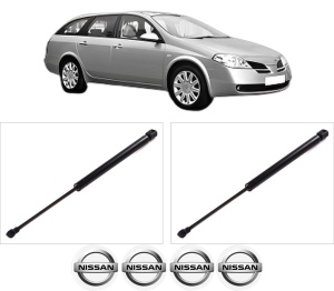 Set 2 amortizoare portbagaj haion NISSAN PRIMERA Estate (WP12) din 2001-2007, 2 bucati, KROSNO, 4 stickere auto NISSAN v5167