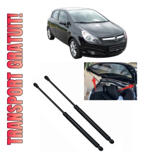 Set 2 amortizoare portbagaj haion OPEL CORSA D (S07) din 2006-2014, 2 bucati, MAGNUM TECHNOLOGY, 4 stickere auto OPEL