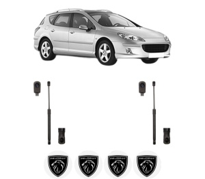 Set 2 amortizoare portbagaj haion PEUGEOT 407 SW (6E_, 6D_) din 2004-2010, 2 bucati, MAGNUM TECHNOLOGY, 4 stickere auto PEUGEOT v5047