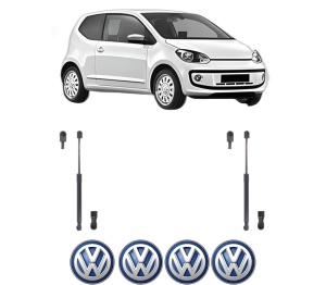 Set 2 amortizoare portbagaj haion Volkswagen UP! (121, 122, BL1, BL2, BL3, 123) din 2011-2023, 2 bucati, KROSNO, 4 stickere auto Volkswagen v2052