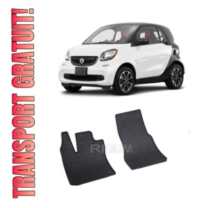 Set 2 covorase Smart Fortwo 2015-prezent, din cauciuc 100%, compatibile cu autoturismul SMART ForTwo