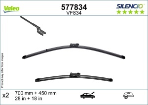 Set 3 stergatoare AUDI Q4 SUV (F4B) din 2021, pentru parbriz si luneta fata si spate auto, Valeo Silencio Xtrm, din cauciuc siliconat rezistent, 4 Stickere Auto AUDI v13415
