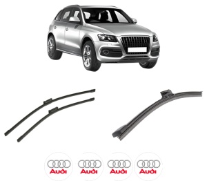 Set 3 stergatoare AUDI Q5 (8RB) din 2008-2017, pentru parbriz si luneta fata si spate auto, Bosch Aerotwin-Aerotwin, din cauciuc siliconat rezistent, 4 Stickere Auto AUDI - Img 2