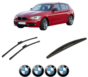 Set 3 stergatoare BMW Seria 1 Van (F20) din 2015-2019, pentru parbriz si luneta fata si spate auto, Bosch Twin-Aerotwin, din cauciuc siliconat rezistent, 4 Stickere Auto BMW - Img 2