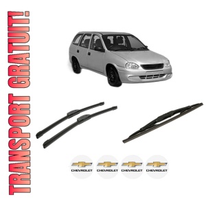 Set 3 stergatoare CHEVROLET CORSA Estate din 1997-2002, pentru parbriz si luneta fata si spate auto, Bosch Twin-Aerotwin Retrofit, din cauciuc siliconat rezistent, 4 Stickere Auto CHEVROLET