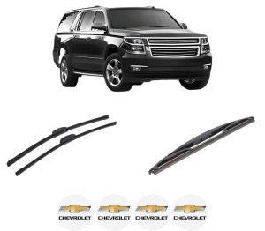 Set 3 stergatoare CHEVROLET SUBURBAN 1500 SUV din 2009-2014, pentru parbriz si luneta fata si spate auto, Bosch Twin-Aerotwin Retrofit, din cauciuc siliconat rezistent, 4 Stickere Auto CHEVROLET - Img 2