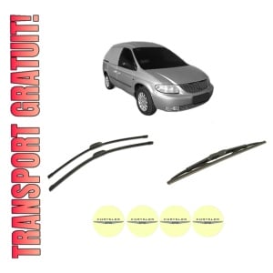 Set 3 stergatoare CHRYSLER RAM VAN Van (RG) din 2005-2009, pentru parbriz si luneta fata si spate auto, Bosch Twin-Aerotwin Retrofit, din cauciuc siliconat rezistent, 4 Stickere Auto CHRYSLER