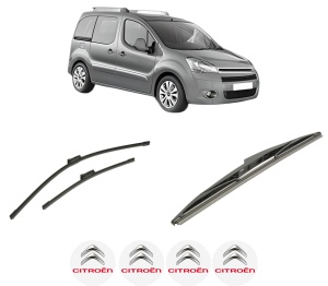 Set 3 stergatoare CITROEN BERLINGO MULTISPACE (B9) din 2008-2021, pentru parbriz si luneta fata si spate auto, Bosch Twin-Aerotwin, din cauciuc siliconat rezistent, 4 Stickere Auto CITROEN - Img 2